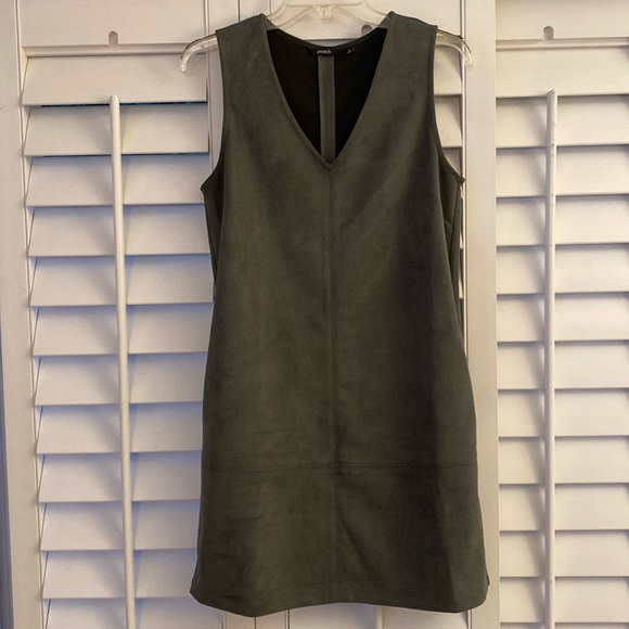 Faux suede v neck dress - Picture 1 of 4